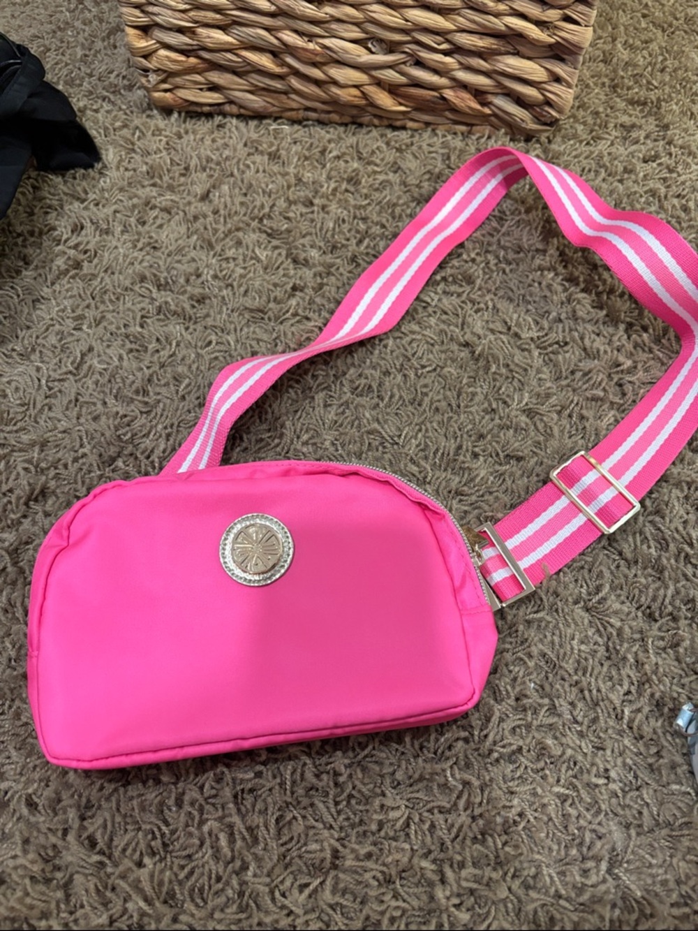 Lilly Pulitzer Hot Pink Crossbody with Striped Adjustable Strap